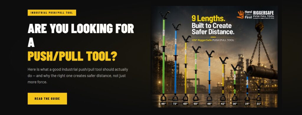 HSF RiggerSafe industrial push pull tool for suspended load handling in oil gas steel and heavy industry