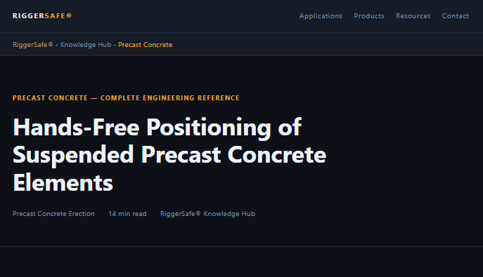 Precast Concrete Elements: Hands-Free Positioning and Erection Safety