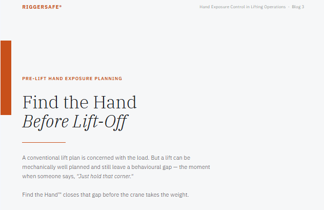Find the Hand Before Lift-Off: Prevent Hand Exposure Around Suspended Loads